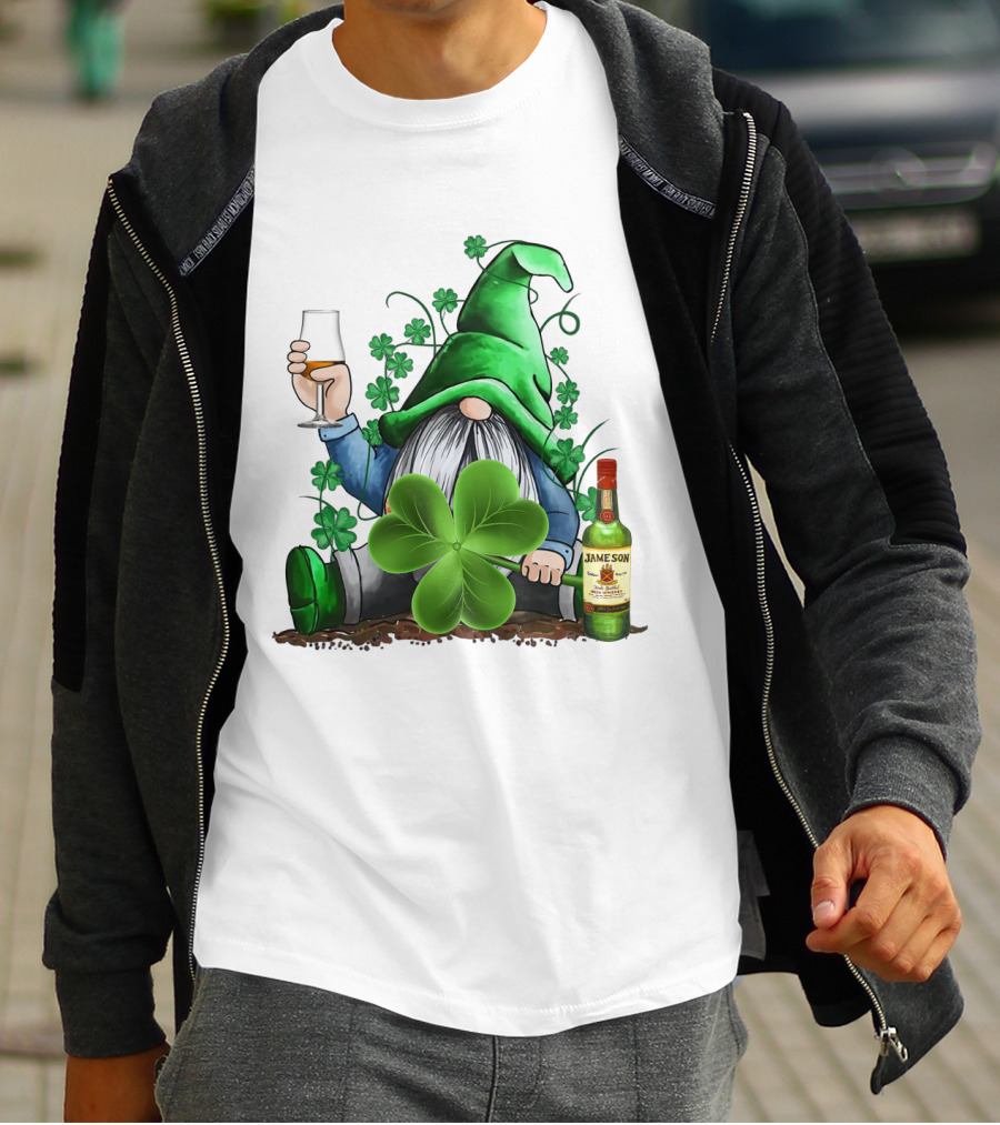 J A M E S O N Irish Gnome With Shamrocks And Whiskey T-Shirt