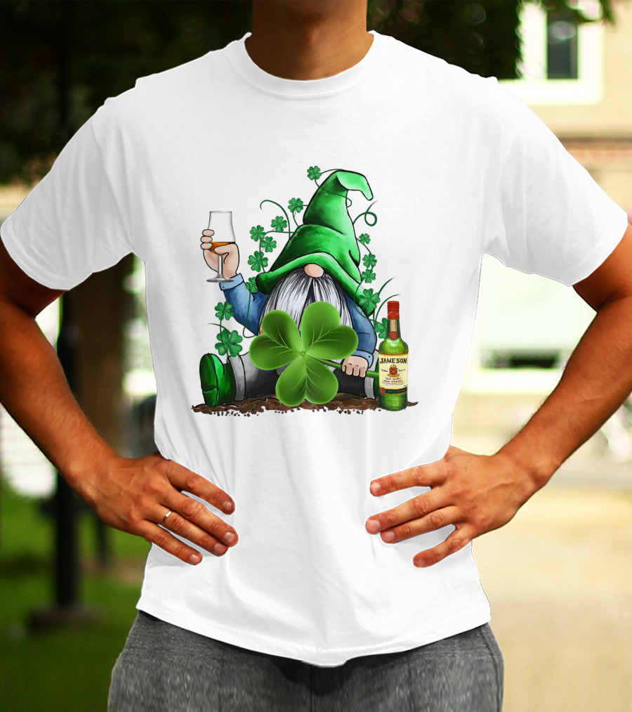 J A M E S O N Irish Gnome With Shamrocks And Whiskey T-Shirt