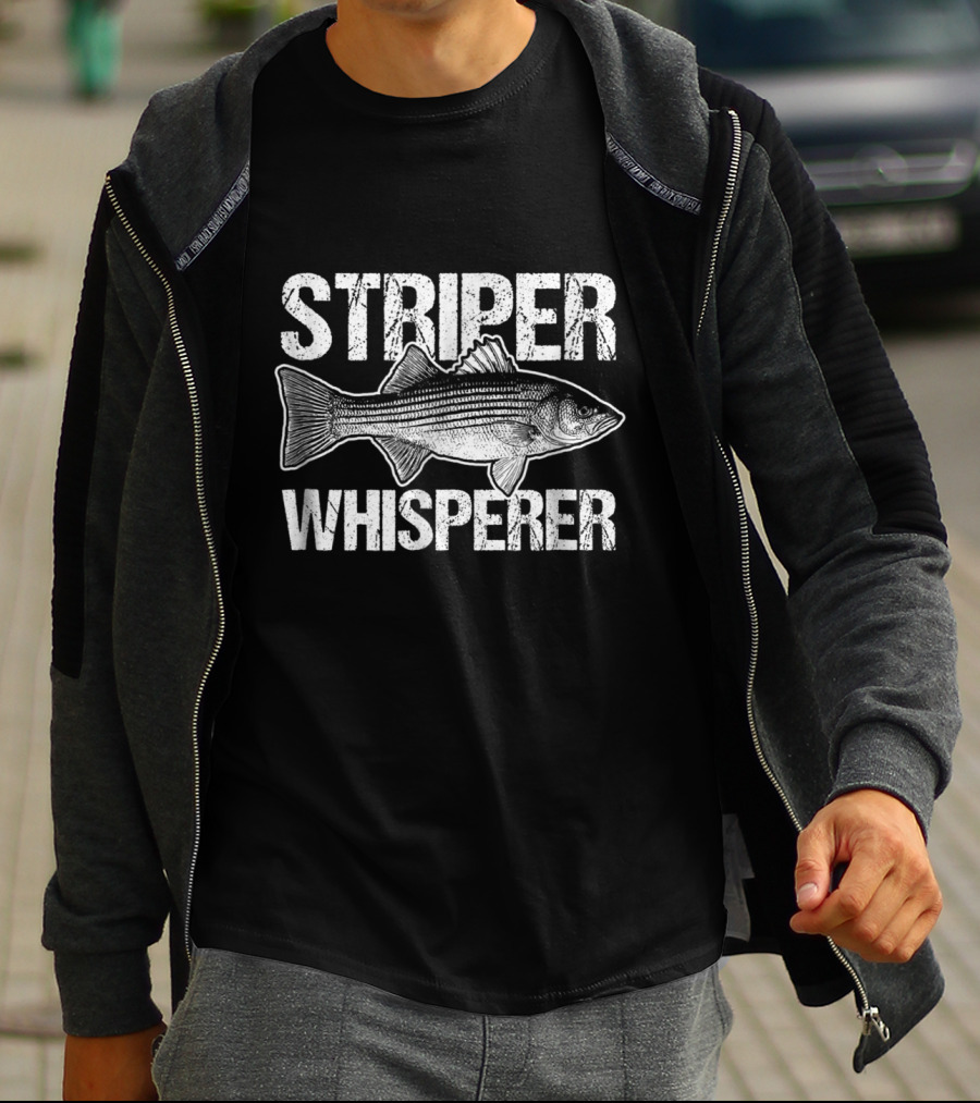 STRIPER WHISPERER Striper Fishing Enthusiast Catch Fish Fanatic T-Shirt