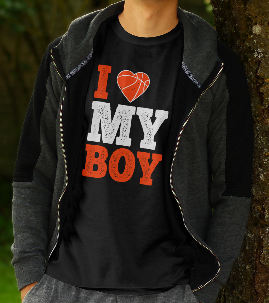 I Love My Boy Basketball Heart T-Shirt