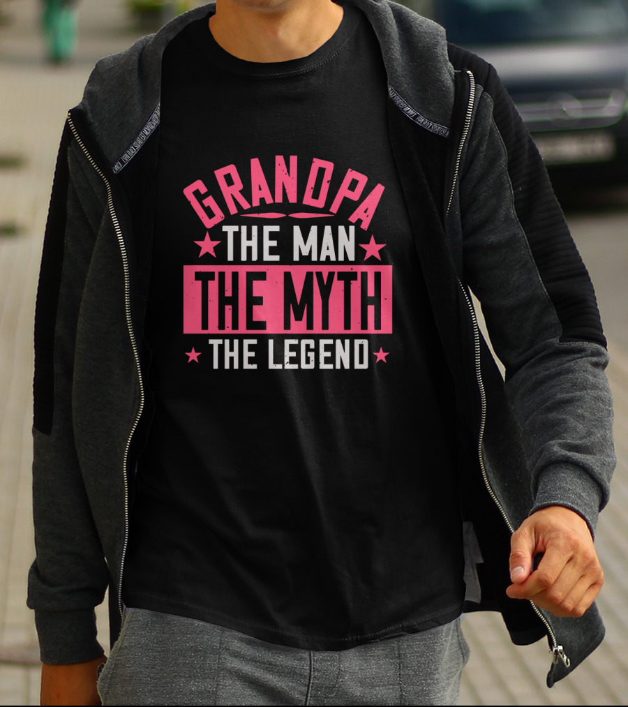 Grandpa The Man The Myth The Legend Bold Star Emblem T-Shirt
