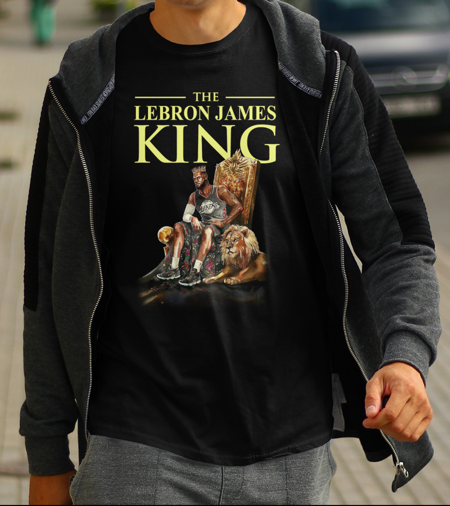 The Lebron James King Throne With Lion Lakers Basketball Crown T-Shirt