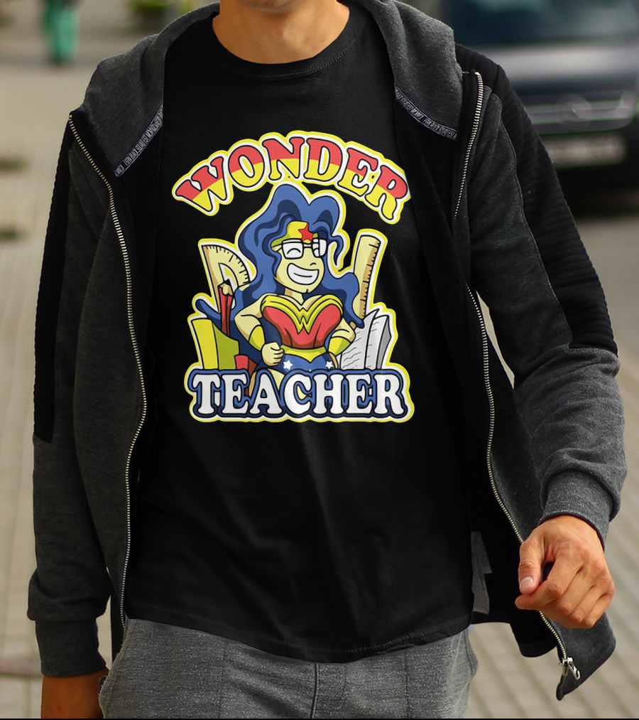 Wonder Teacher Superhero Parody With Classroom Tools T-Shirt