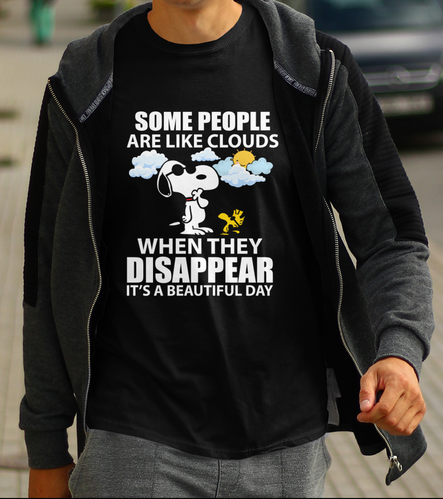 Some People Are Like Clouds When They Disappear It's A Beautiful Day Snoopy Woodstock Peanuts T-Shirt