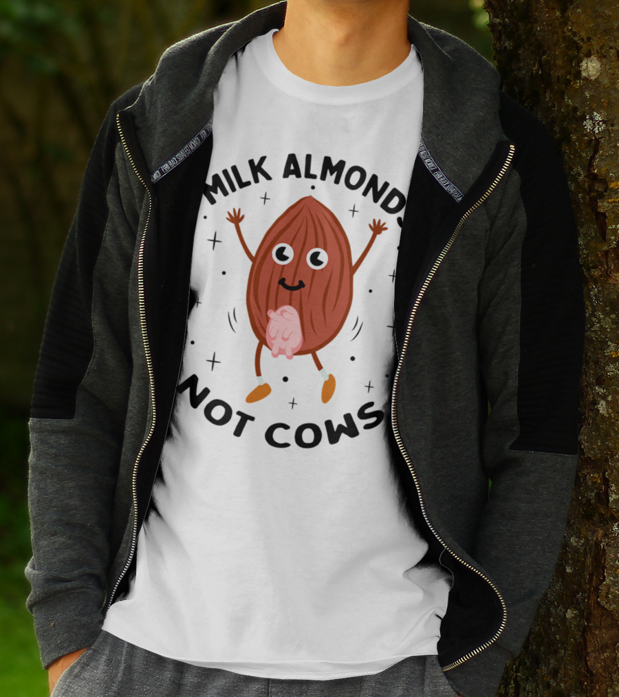 Milk Almonds Not Cows Kawaii Happy Dancing Almond Udders T-Shirt