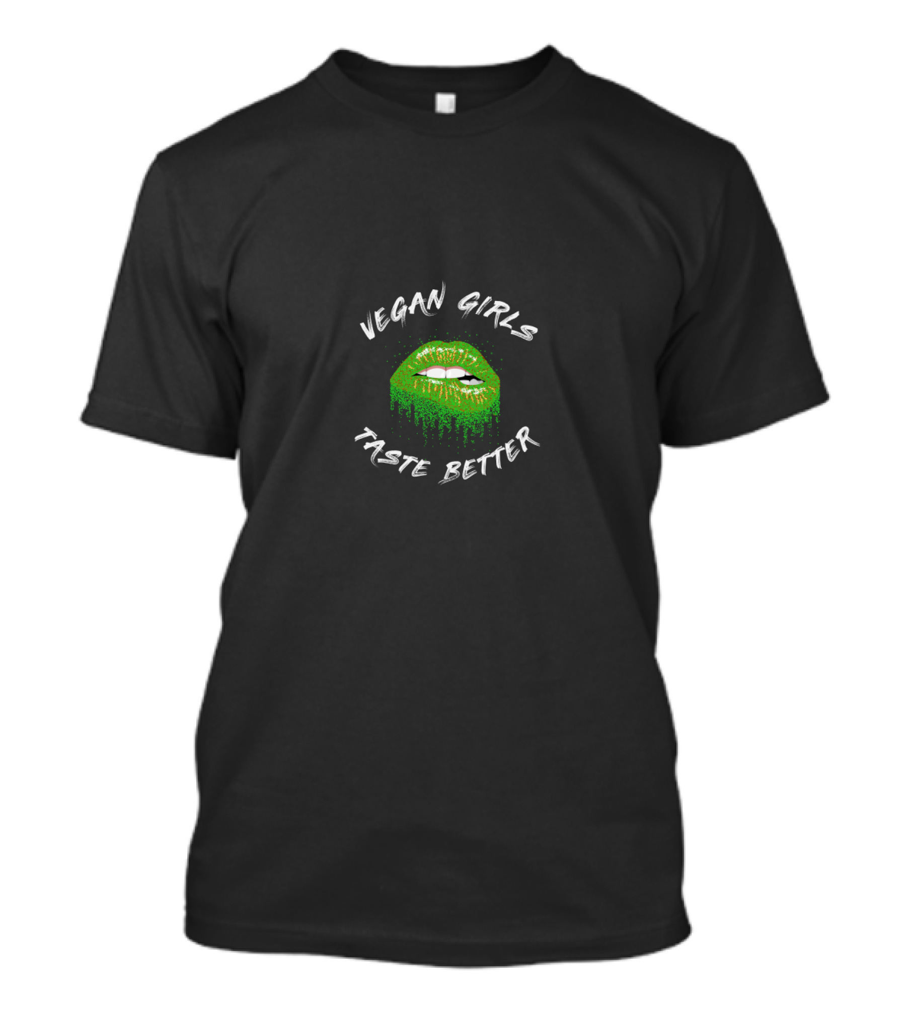 VEGAN GIRLS TASTE BETTER Green Lips T-Shirt