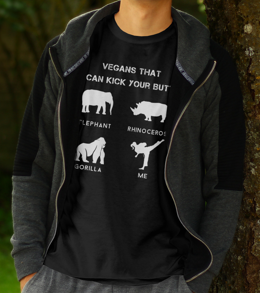 VEGANS THAT CAN KICK YOUR BUTT ELEPHANT RHINOCEROS GORILLA ME T-Shirt