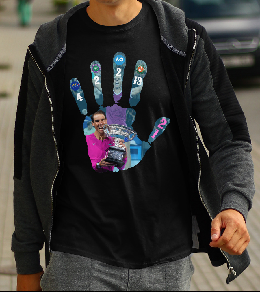 Nadal Champion 21 Hand Grand Slam Titles Victory T-Shirt