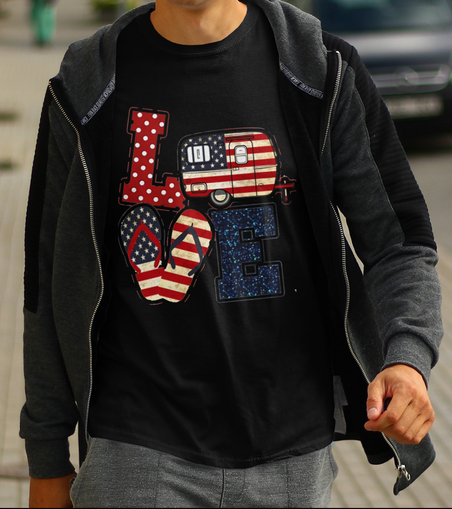 Love Bigfoot Camping USA Camper T-Shirt