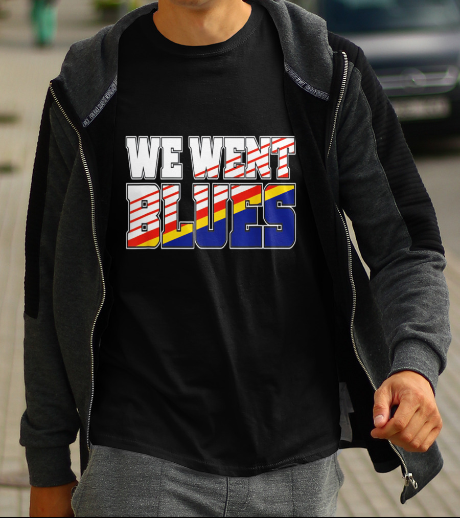 We Went Blues Patriotic Red White Blue Gold Stripes T-Shirt