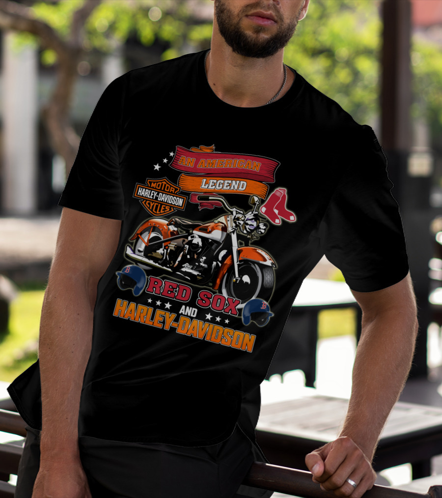 An American Legend Boston Red Sox Harley Davidson Motor Cycles T-Shirt