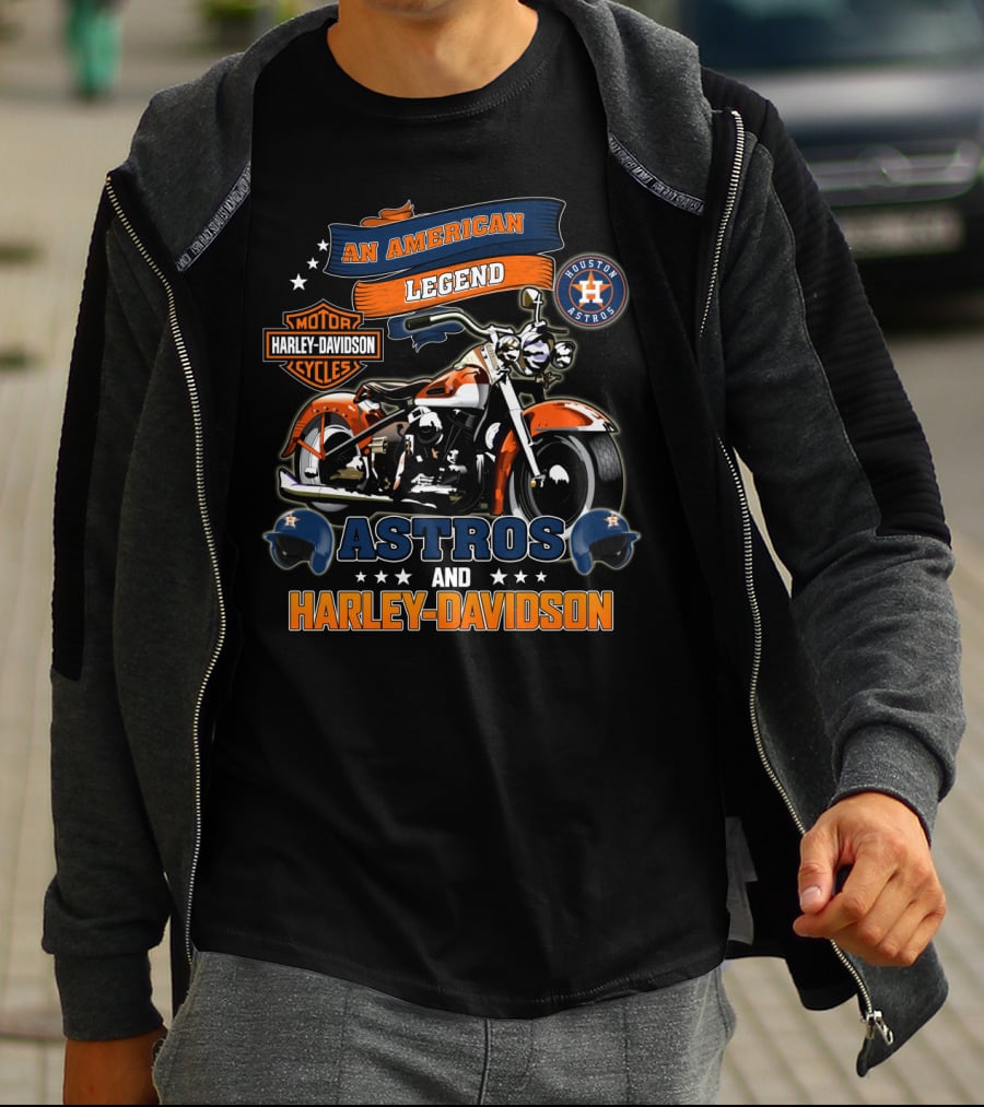 An American Legend Astros And Harley Davidson Houston Astros Harley Davidson Motor Cycles T-Shirt