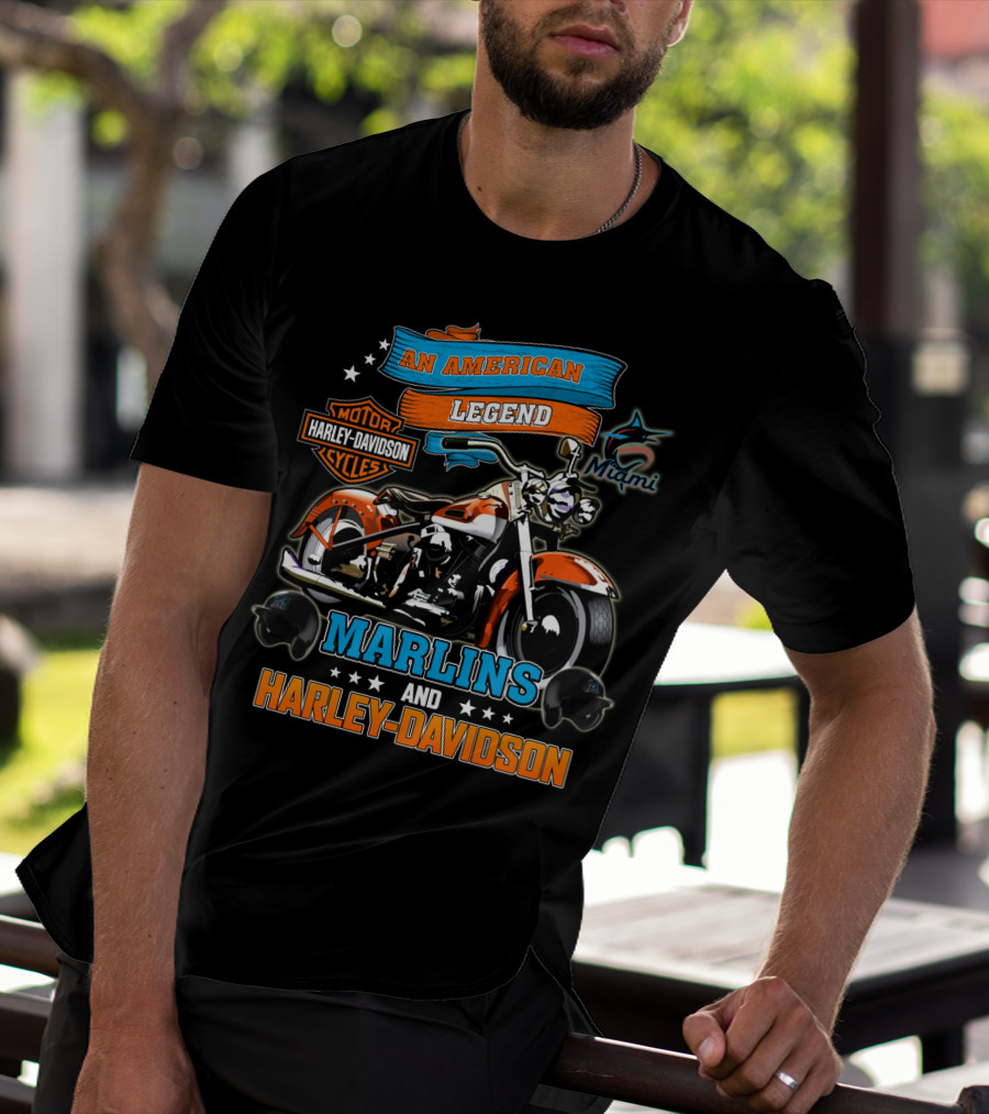 Miami Marlins Harley Davidson An American Legend T-Shirt
