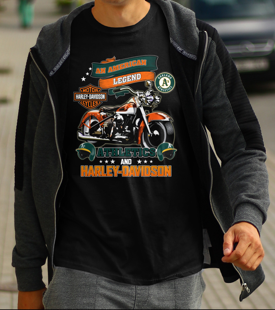An American Legend Oakland Athletics Harley Davidson Motorcycles T-Shirt