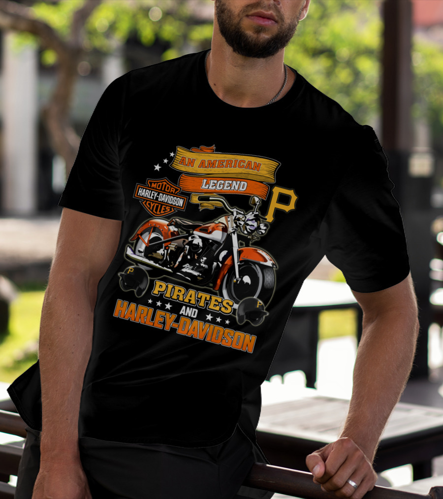 An American Legend Pirates And Harley Davidson Motorcycles T-Shirt