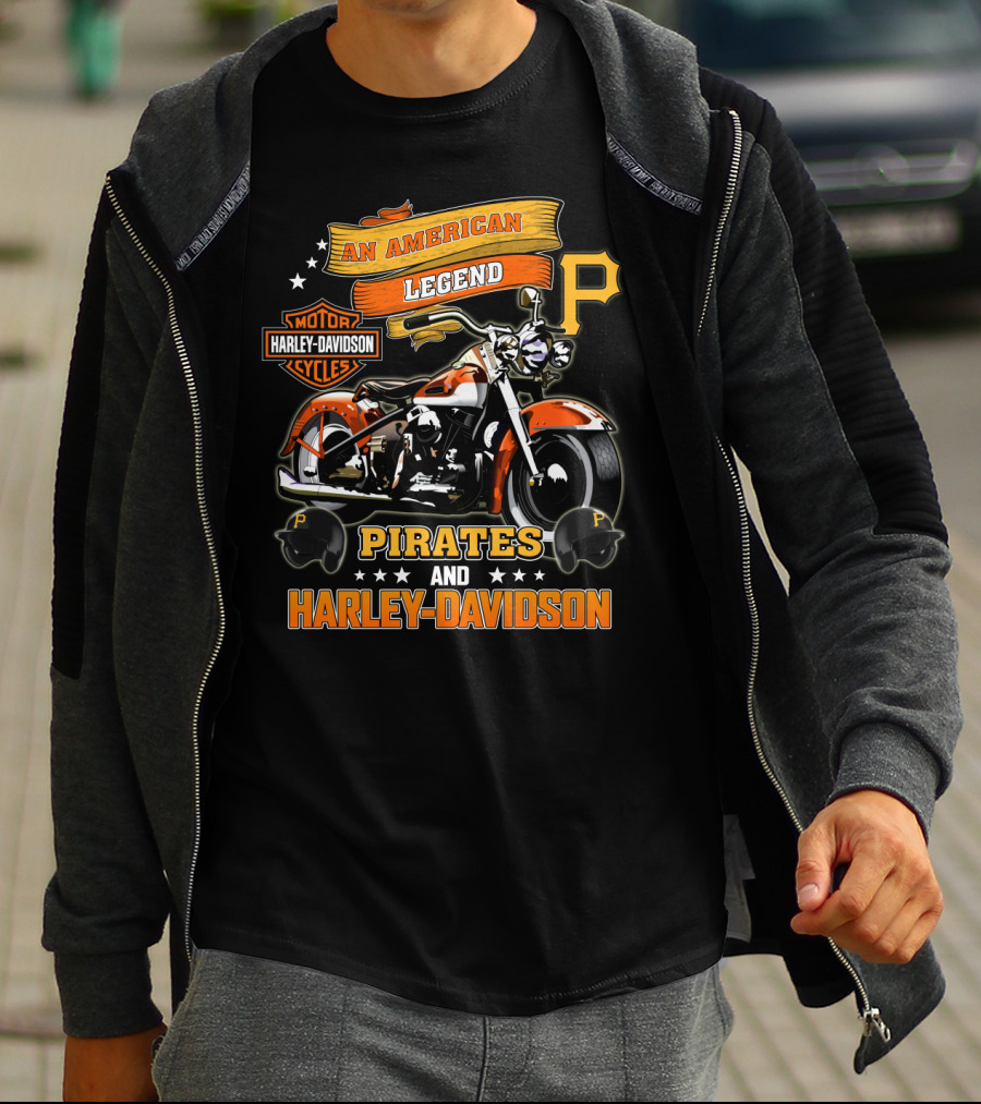 An American Legend Pirates And Harley Davidson Motorcycles T-Shirt
