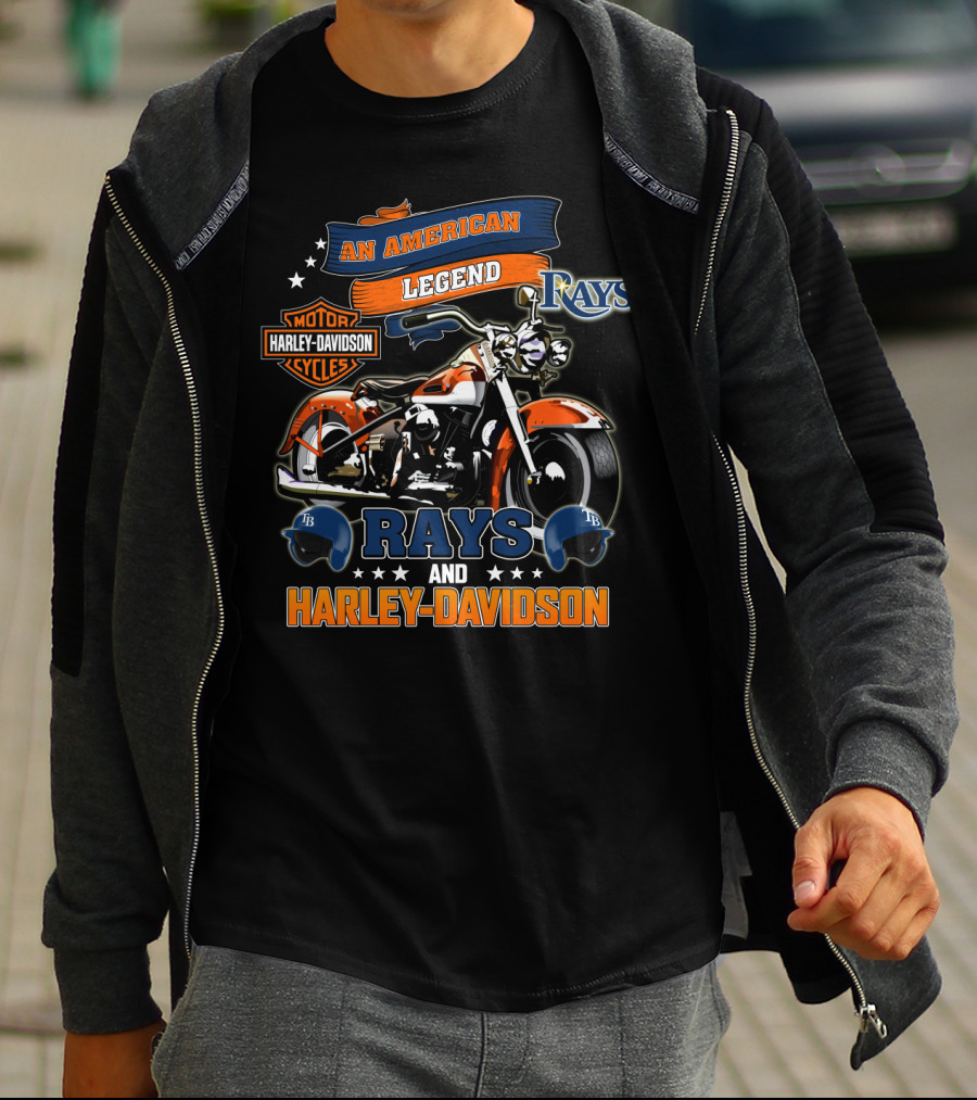 An American Legend Tampa Bay Rays And Harley Davidson T-Shirt