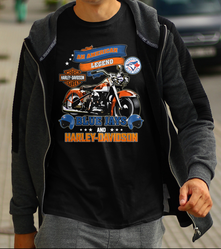 An American Legend Toronto Blue Jays Harley Davidson Cycles T-Shirt