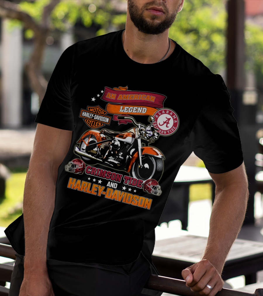 An American Legend Alabama Crimson Tide Harley Davidson Motorcycles T-Shirt