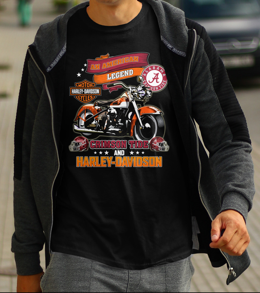 An American Legend Alabama Crimson Tide Harley Davidson Motorcycles T-Shirt