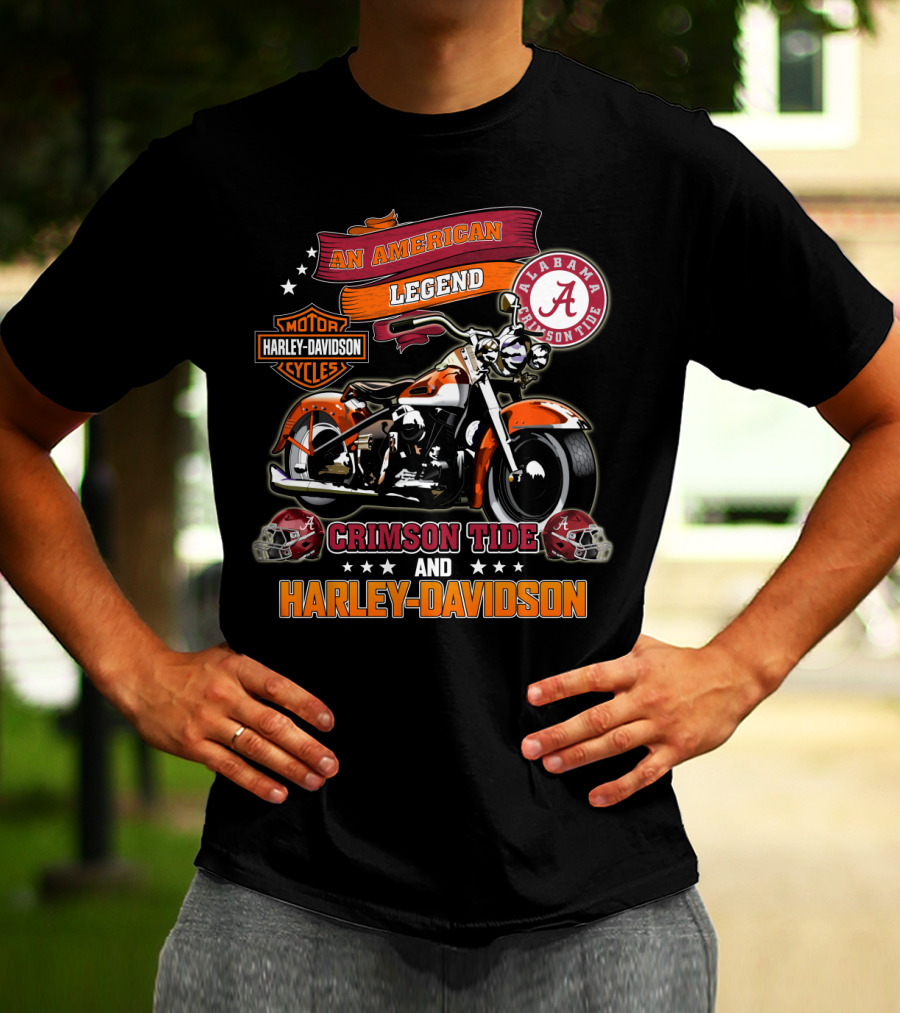 An American Legend Alabama Crimson Tide Harley Davidson Motorcycles T-Shirt