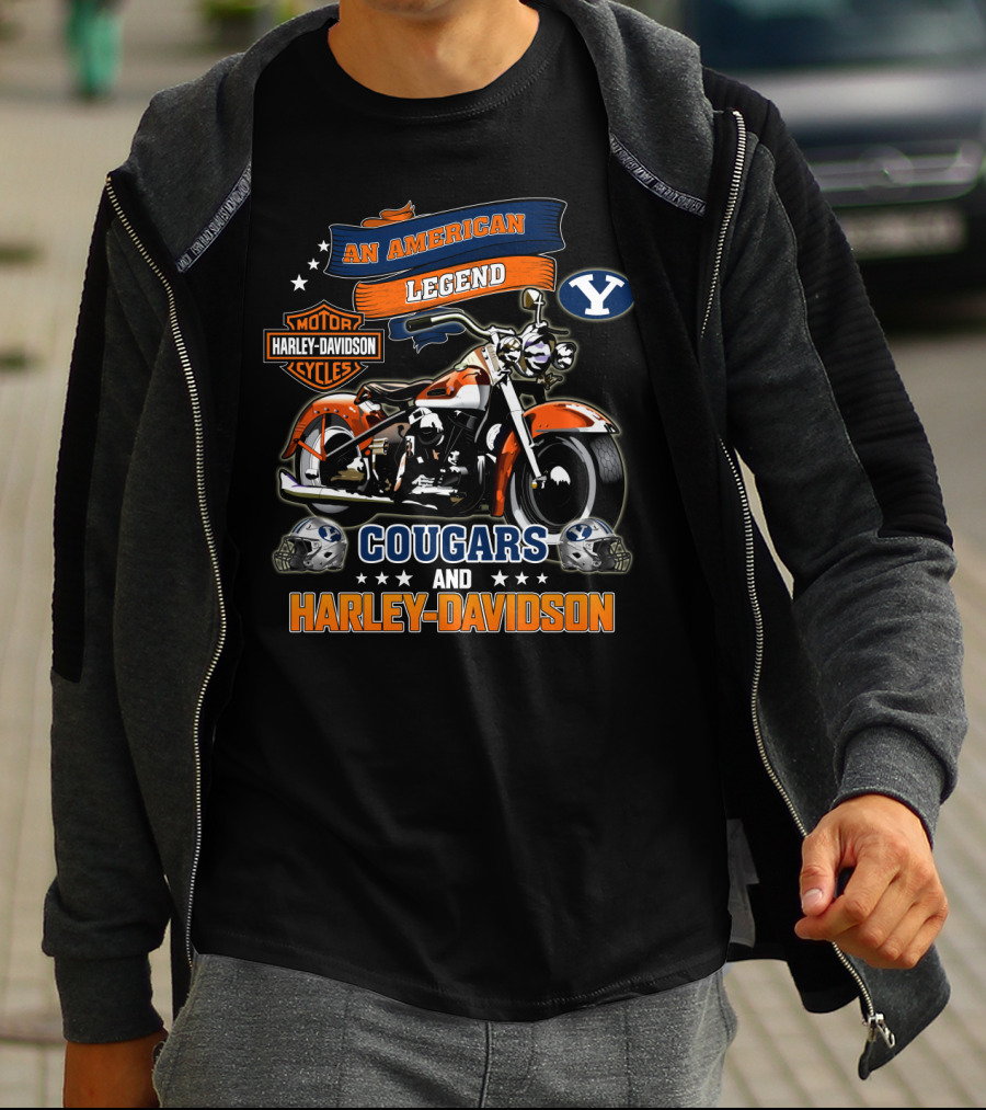 Byu Cougars An American Legend Harley Davidson Motorcycles T-Shirt