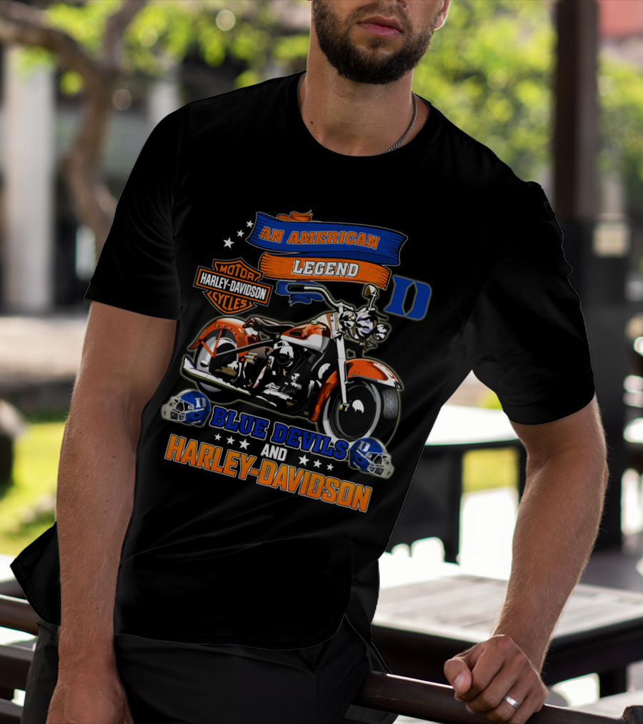 An American Legend Duke Blue Devils And Harley Davidson Motorcycles T-Shirt