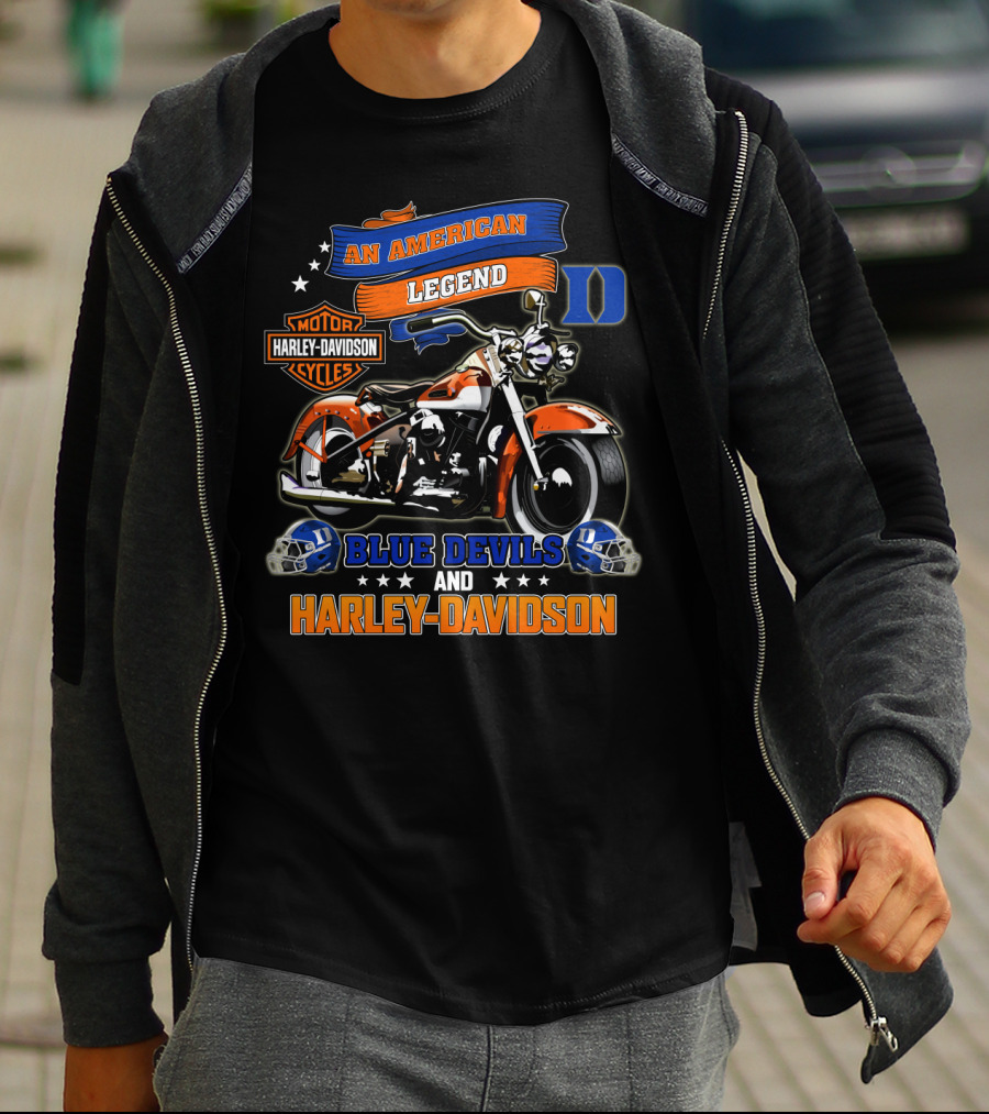 An American Legend Duke Blue Devils And Harley Davidson Motorcycles T-Shirt