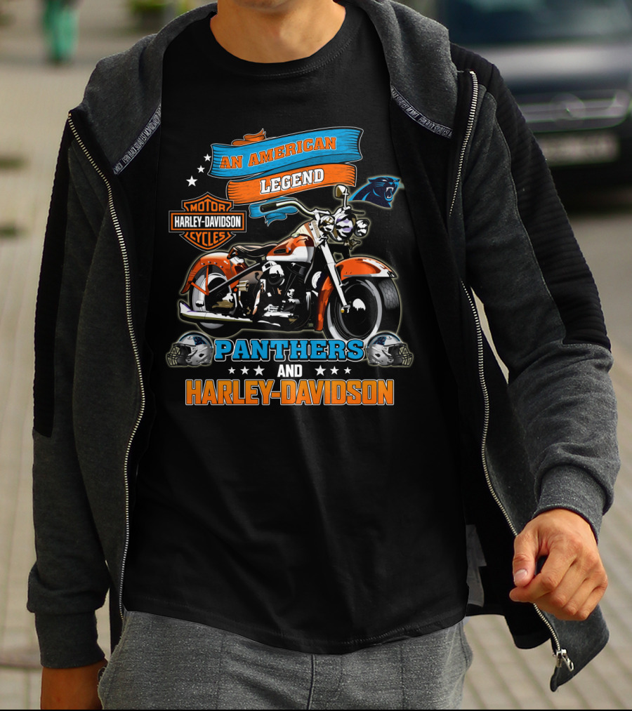 An American Legend Panthers And Harley Davidson Motor Cycles T-Shirt