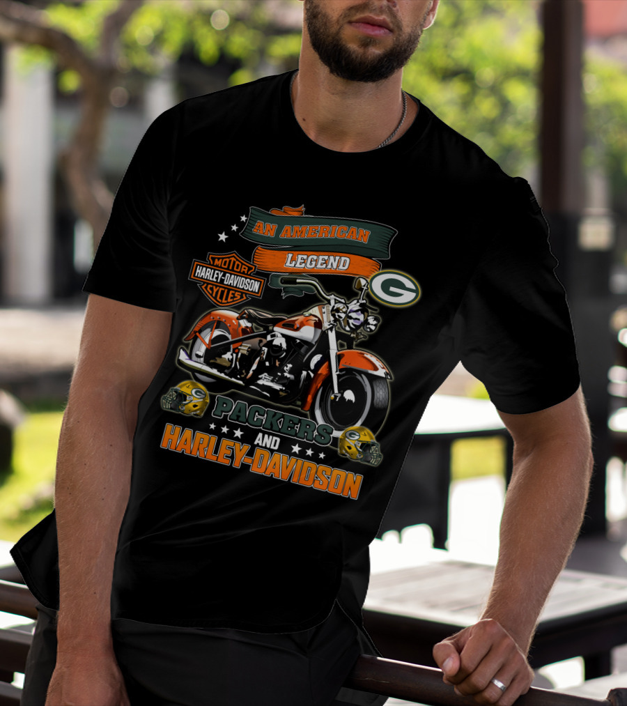 Green Bay Packers Harley Davidson An American Legend Packers And Harley Davidson T-Shirt