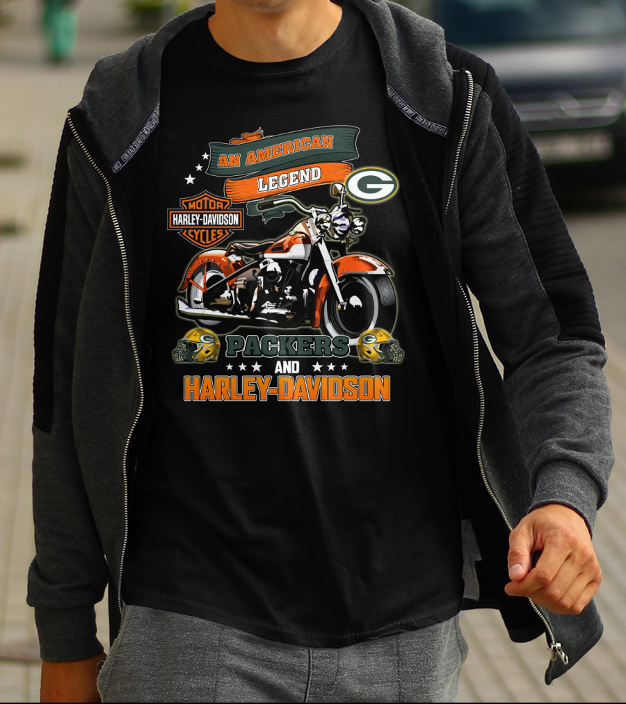 Green Bay Packers Harley Davidson An American Legend Packers And Harley Davidson T-Shirt