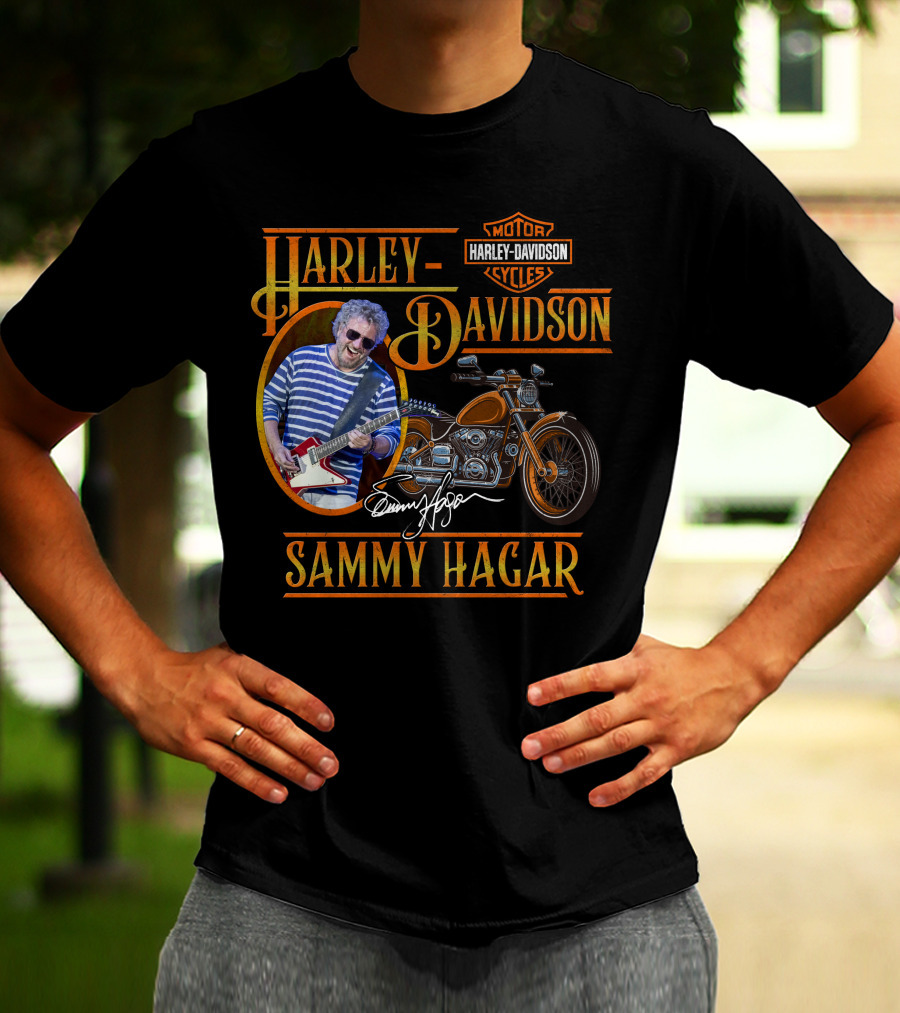 Harley Davidson Sammy Hagar Motor Cycles Signature Guitar Motorcycle T-Shirt