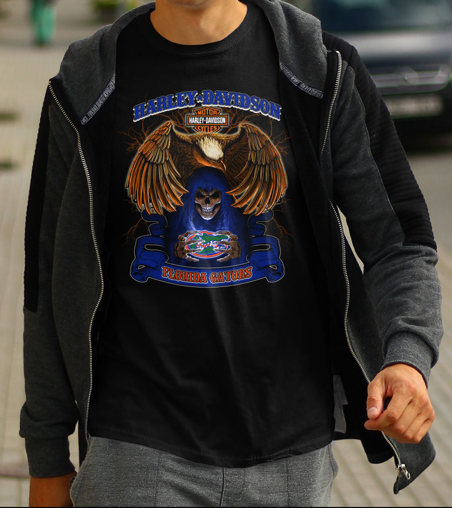 Harley Davidson Eagle Skull Florida Gators Ncaa T-Shirt