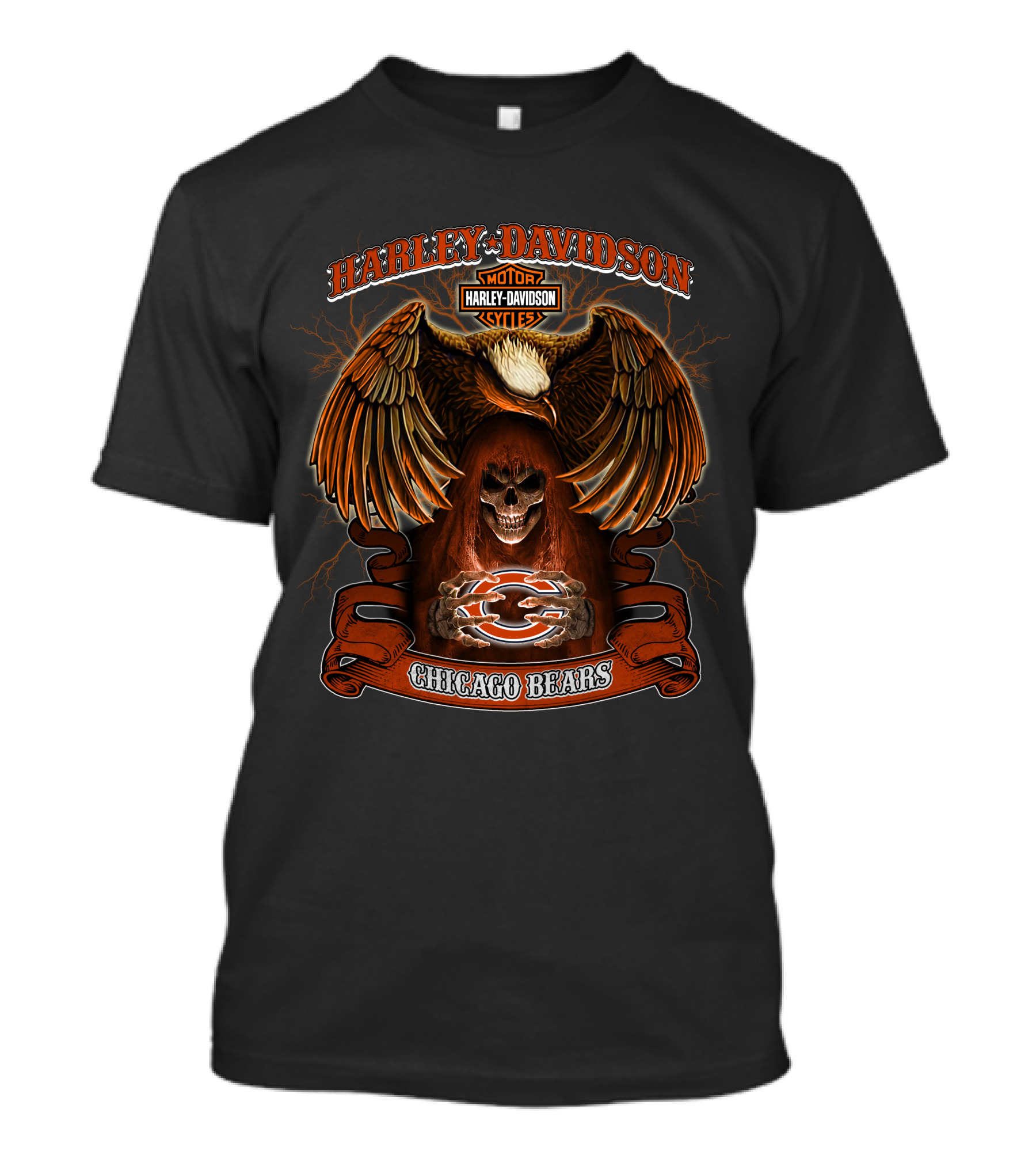 Harley Davidson Chicago Bears Nfl Skull Eagle T-Shirt