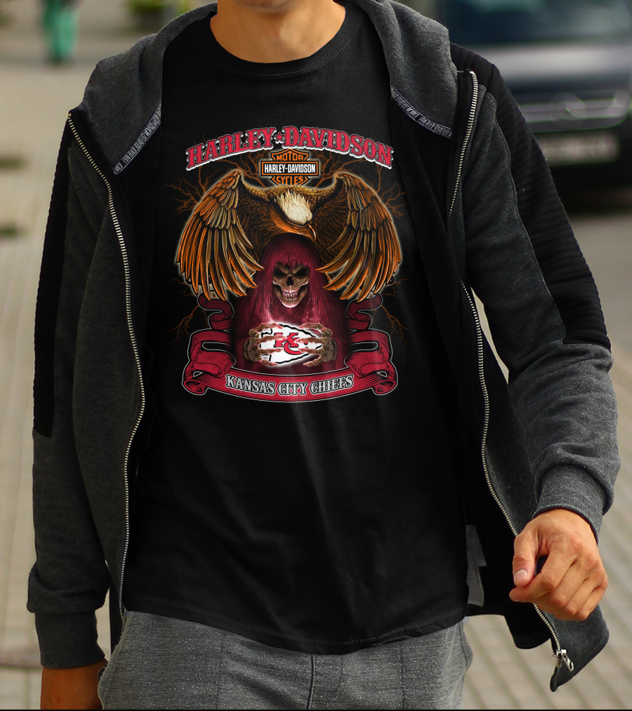 Harley Davidson Motorcycles Kansas City Chiefs Nfl T-Shirt