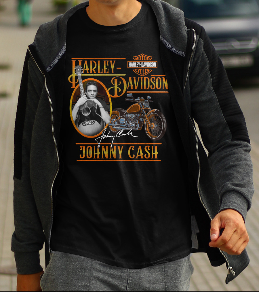 Johnny Cash Harley Davidson Motor Cycles T-Shirt
