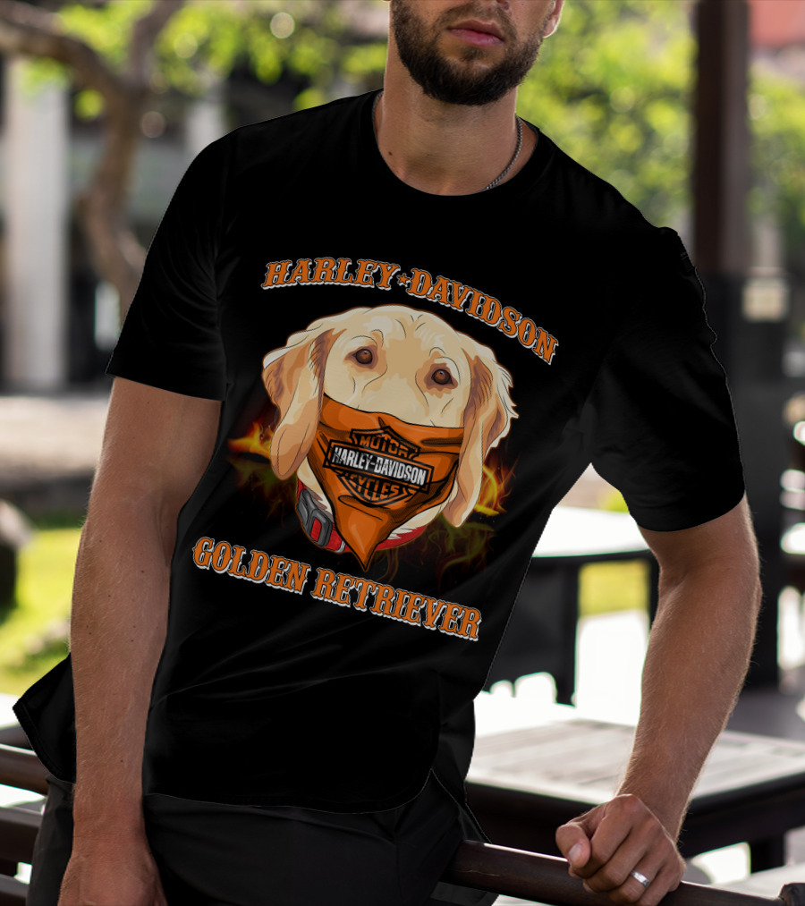 Harley Davidson Golden Retriever Bandana T-Shirt