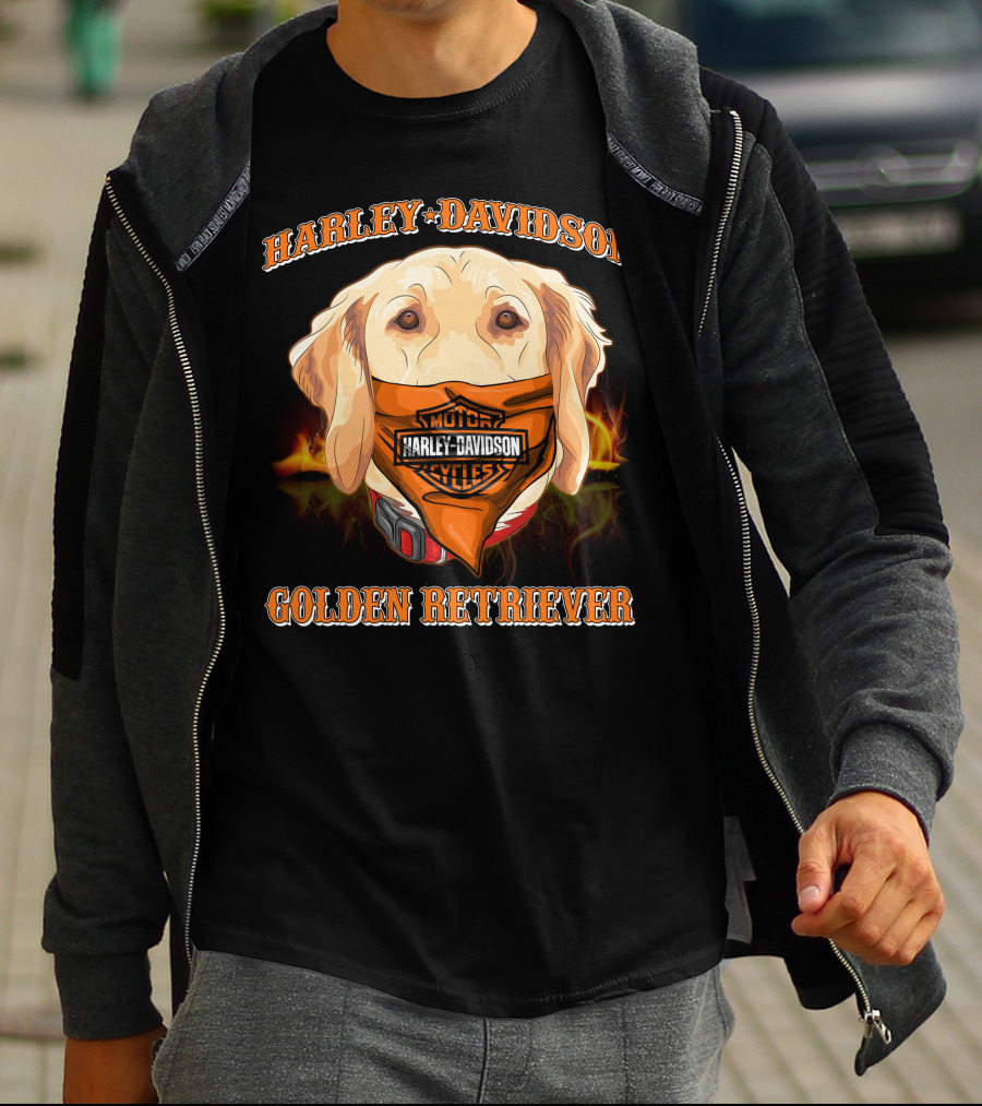 Harley Davidson Golden Retriever Bandana T-Shirt