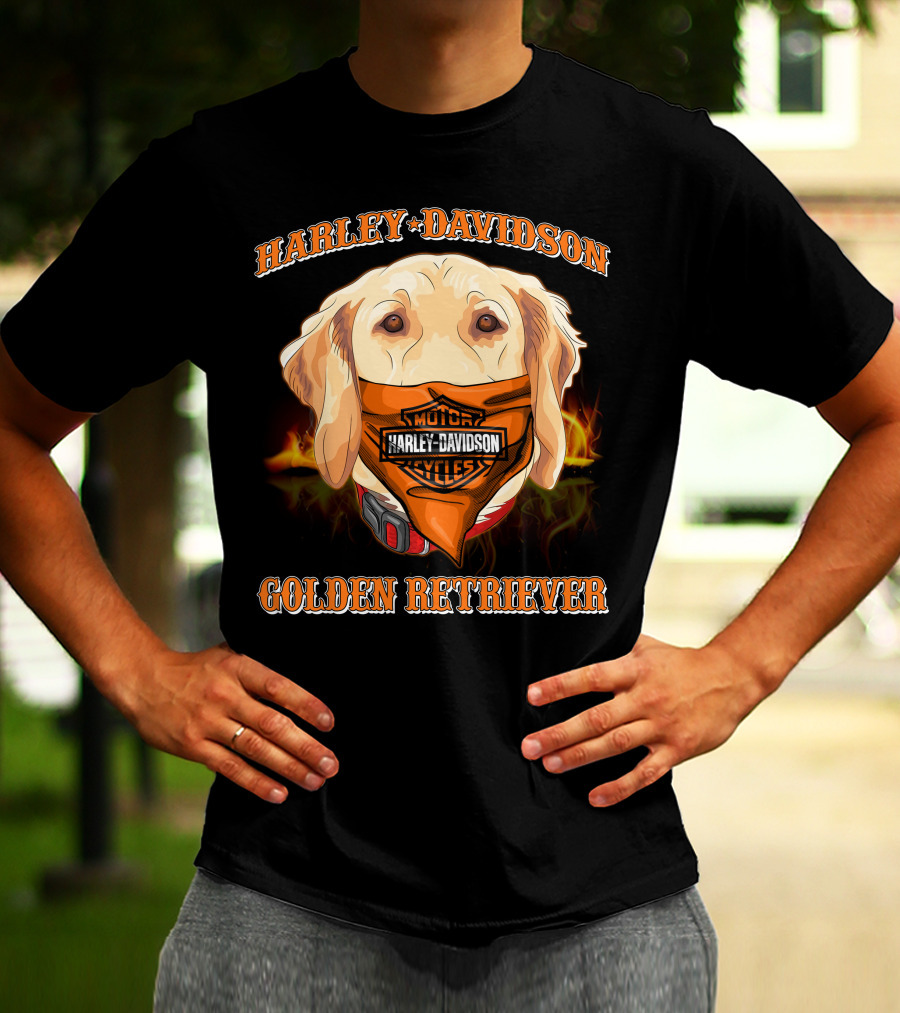 Harley Davidson Golden Retriever Bandana T-Shirt