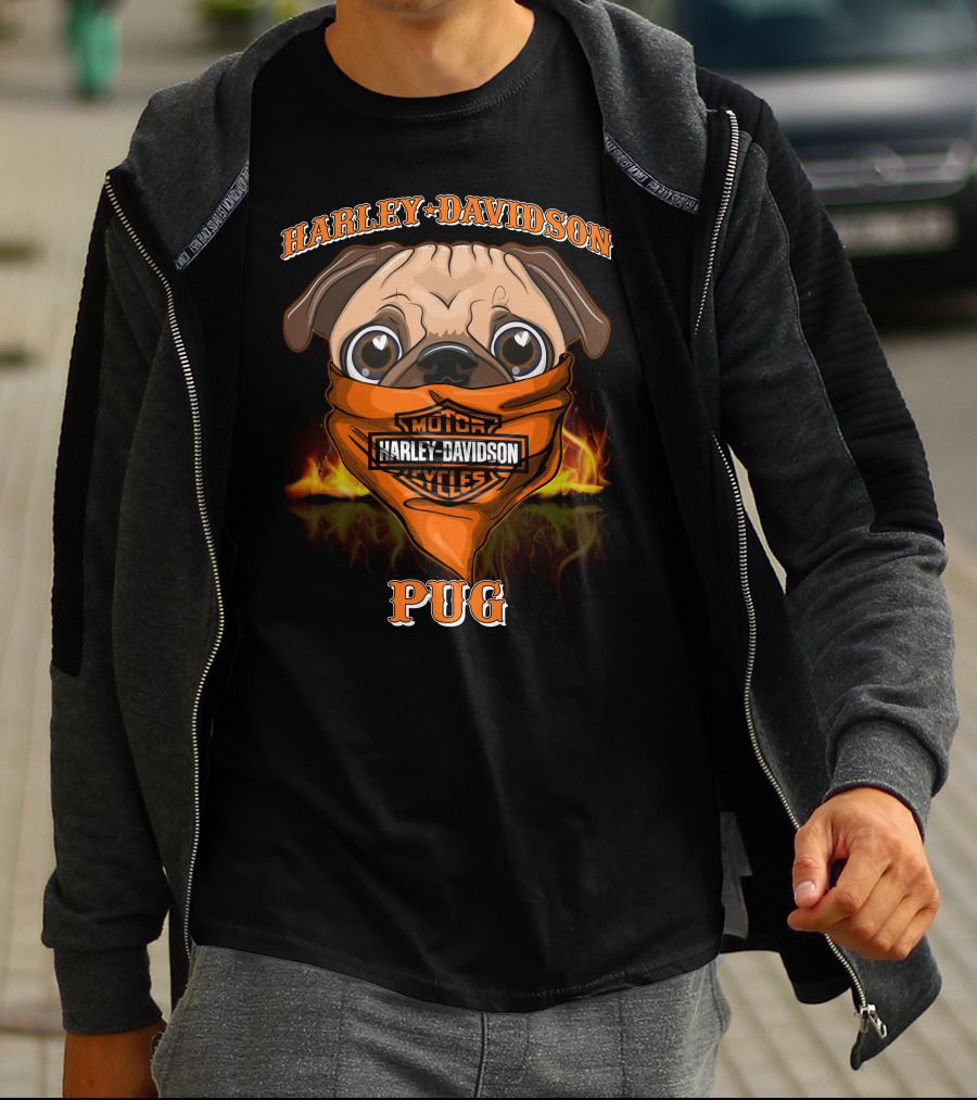Harley Davidson Motor Cycles Pug T-Shirt