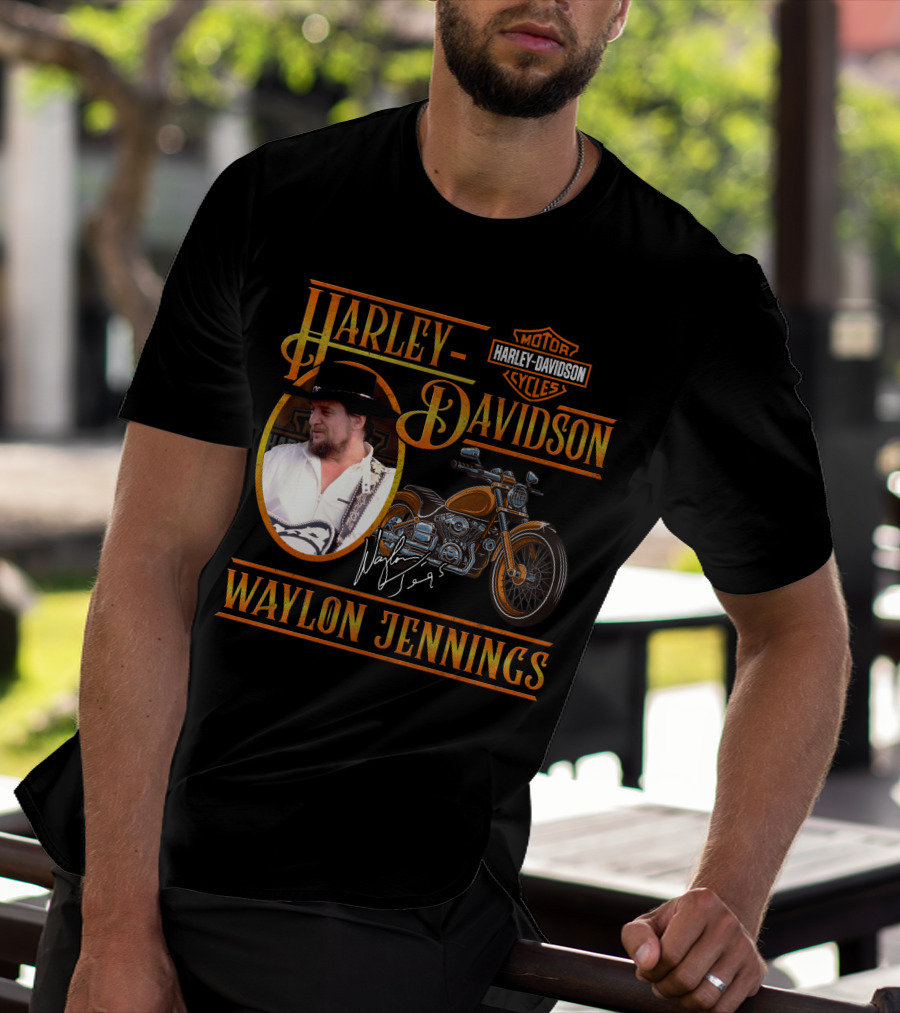 Waylon Jennings Harley Davidson Motor Cycles T-Shirt
