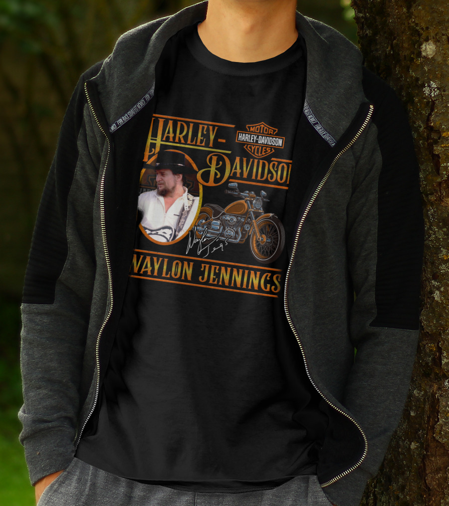 Waylon Jennings Harley Davidson Motor Cycles T-Shirt