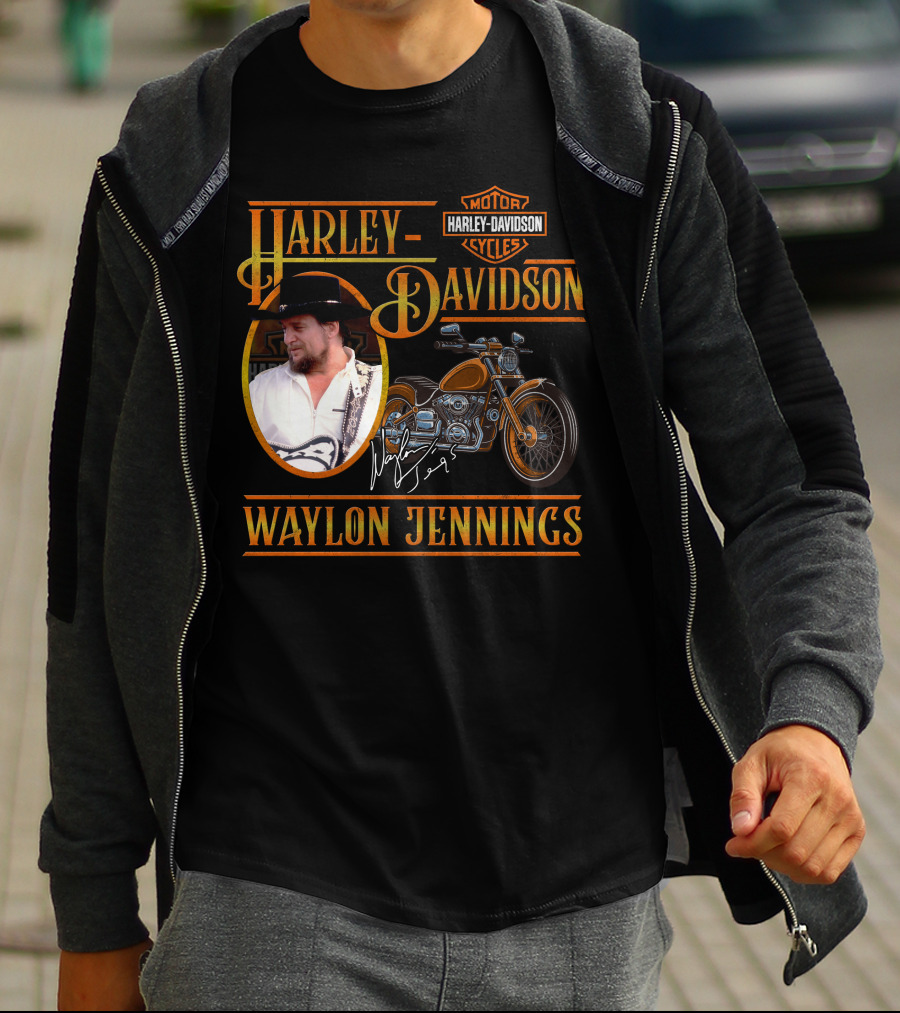 Waylon Jennings Harley Davidson Motor Cycles T-Shirt
