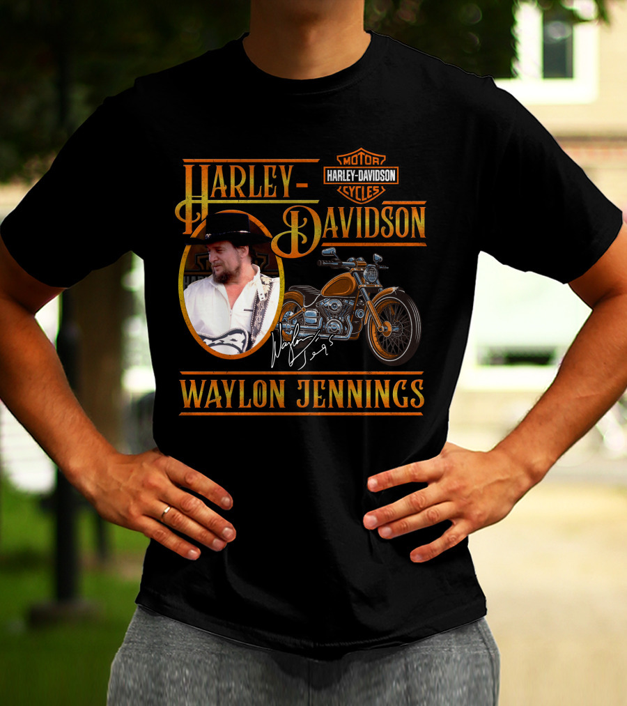 Waylon Jennings Harley Davidson Motor Cycles T-Shirt