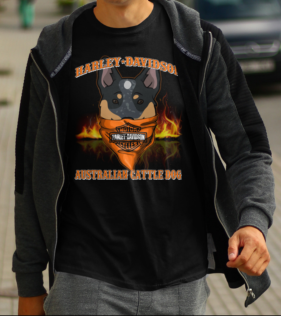 Harley Davidson Motorcycles Australian Cattle Dog T-Shirt