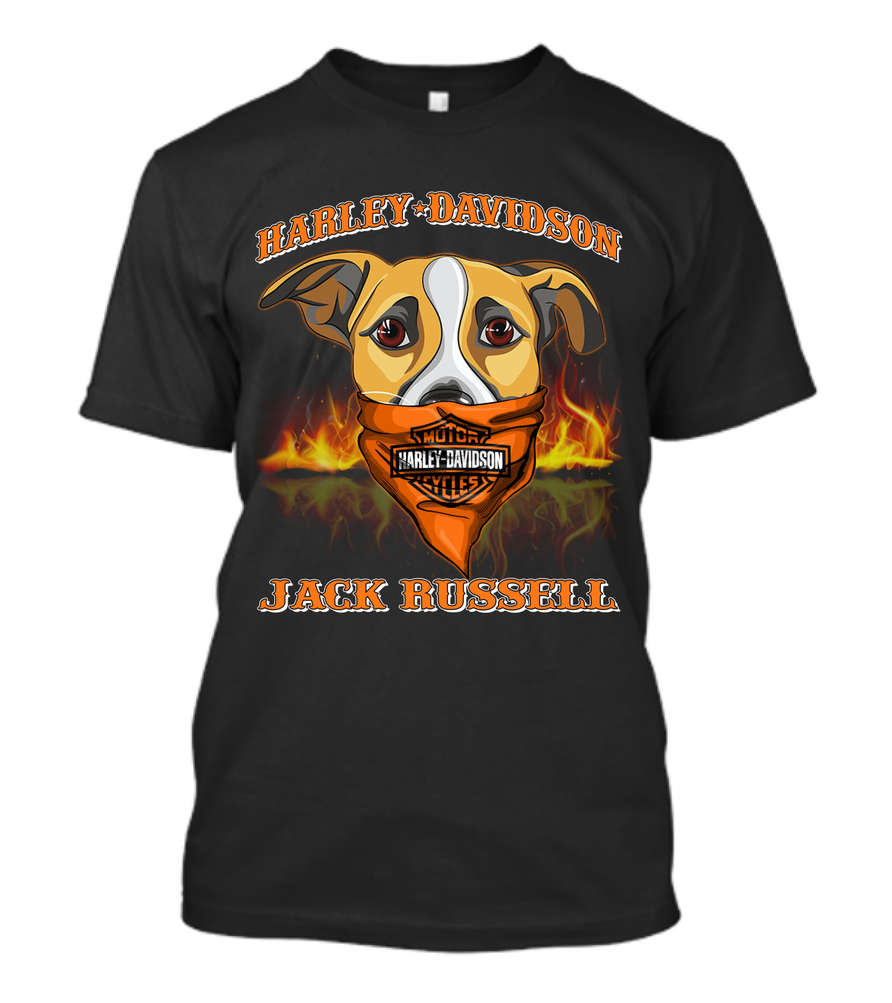 Harley Davidson Jack Russell Terrier Motorcycles Fiery Bandana T-Shirt