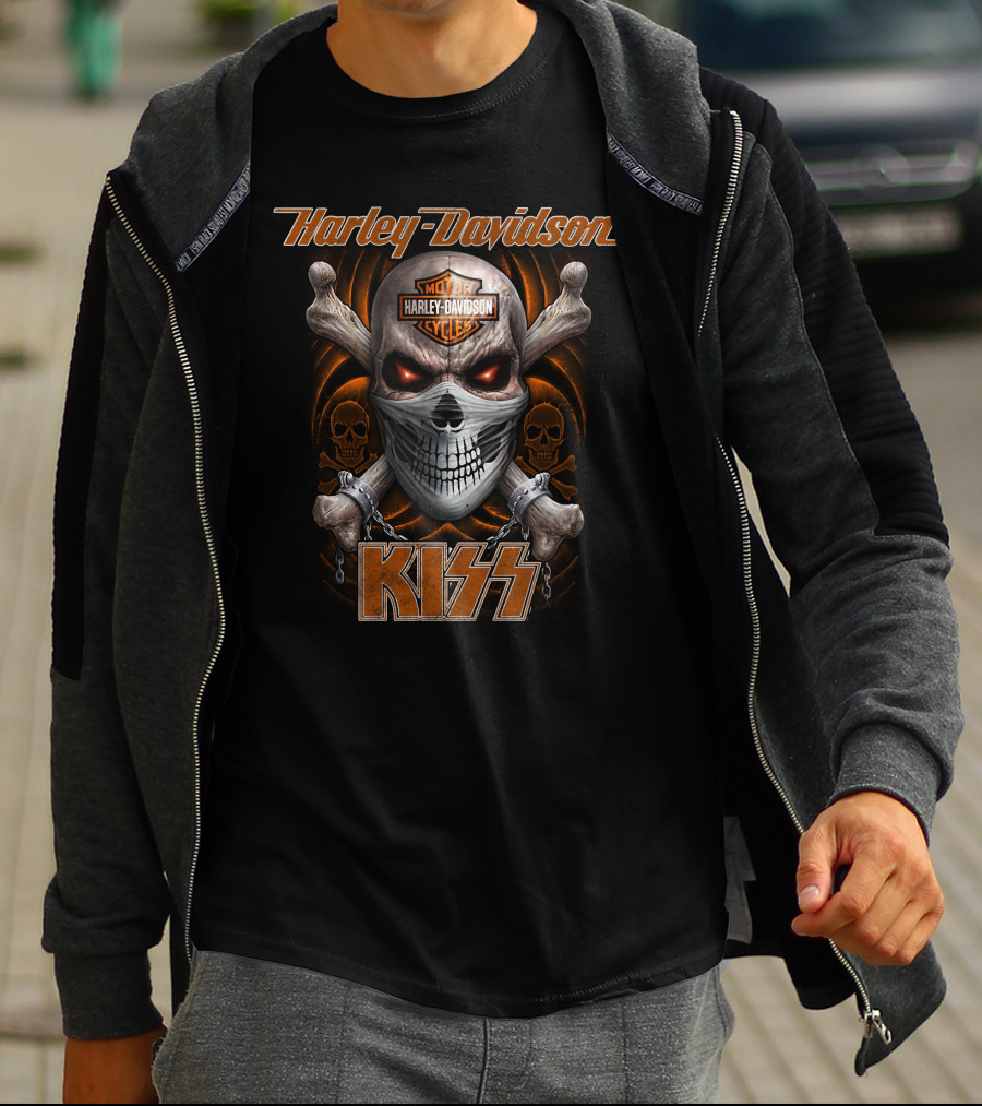 Harley Davidson Kiss Skull Motorcycles T-Shirt