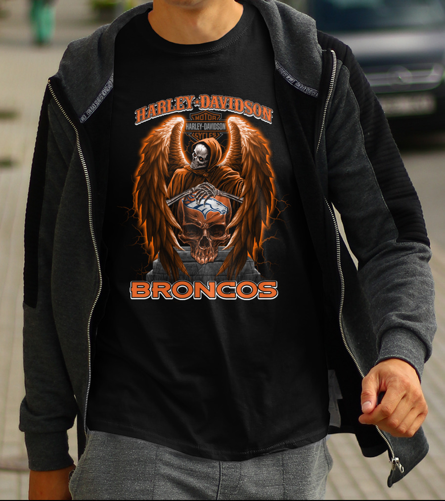 Harley Davidson Motorcycles Broncos Denver Nfl T-Shirt
