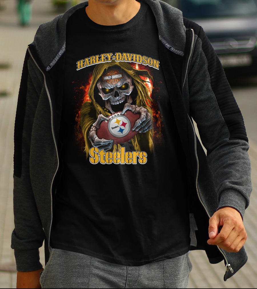 Harley Davidson Skull Steelers T-Shirt