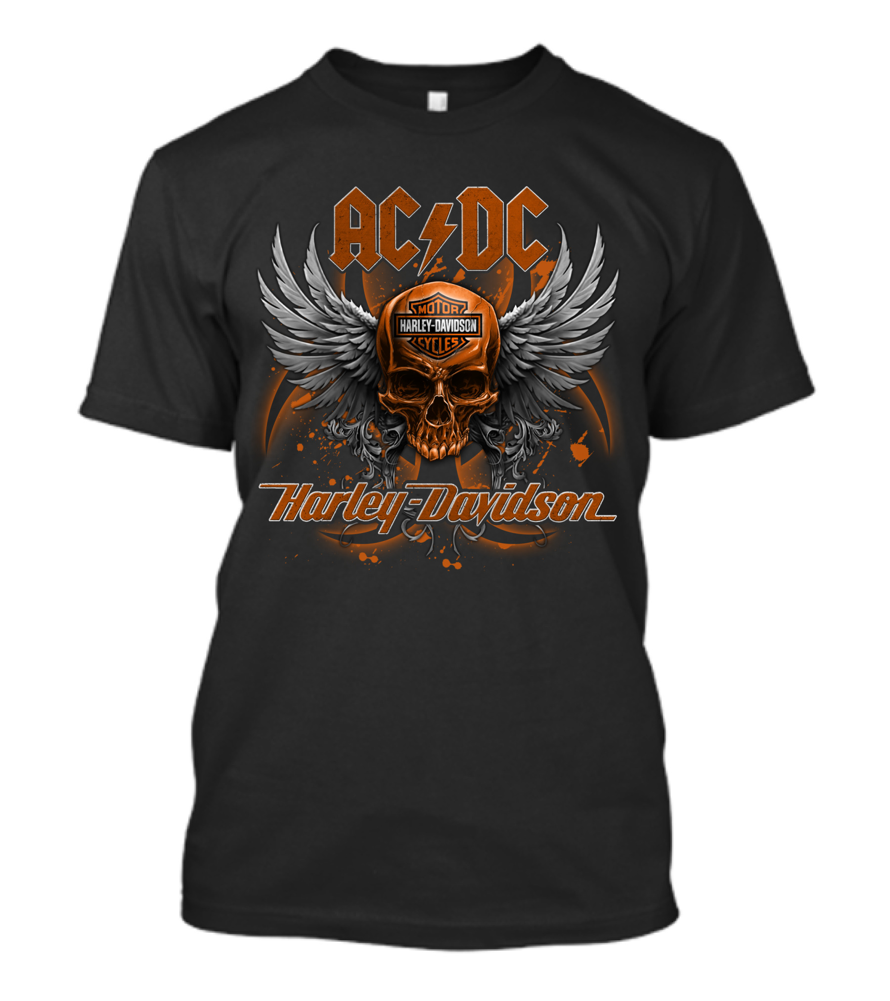 Acdc Harley Davidson Skull Wings Motor Cycles T-Shirt